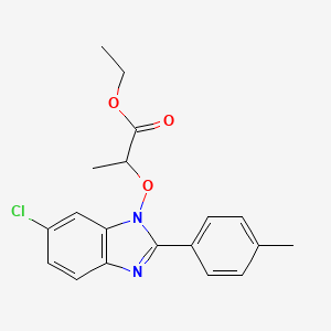 molecular formula C19H19ClN2O3 B2618308 ethyl 2-{[6-chloro-2-(4-methylphenyl)-1H-1,3-benzimidazol-1-yl]oxy}propanoate CAS No. 282523-55-1