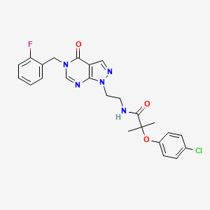 2-(4-chlorophenoxy)-N-(2-(5-(2-fluorobenzyl)-4-oxo-4,5-dihydro-1H-pyrazolo[3,4-d]pyrimidin-1-yl)ethyl)-2-methylpropanamide