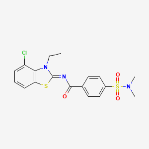 molecular formula C18H18ClN3O3S2 B2618343 N-(4-氯-3-乙基-1,3-苯并噻唑-2-亚甲基)-4-(二甲基氨磺酰)苯甲酰胺 CAS No. 850911-26-1
