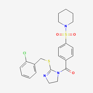 (2-((2-chlorobenzyl)thio)-4,5-dihydro-1H-imidazol-1-yl)(4-(piperidin-1-ylsulfonyl)phenyl)methanone