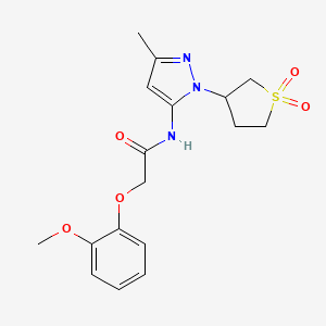 molecular formula C17H21N3O5S B2618352 N-(1-(1,1-二氧化四氢噻吩-3-基)-3-甲基-1H-吡唑-5-基)-2-(2-甲氧基苯氧基)乙酰胺 CAS No. 1171364-86-5