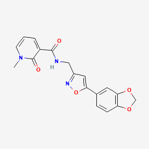 molecular formula C18H15N3O5 B2618356 N-((5-(苯并[d][1,3]二氧杂环-5-基)异恶唑-3-基)甲基)-1-甲基-2-氧代-1,2-二氢吡啶-3-甲酰胺 CAS No. 1207029-44-4