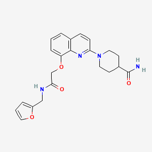 molecular formula C22H24N4O4 B2618363 1-(8-(2-((Furan-2-ylmethyl)amino)-2-oxoethoxy)quinolin-2-yl)piperidine-4-carboxamide CAS No. 921512-35-8