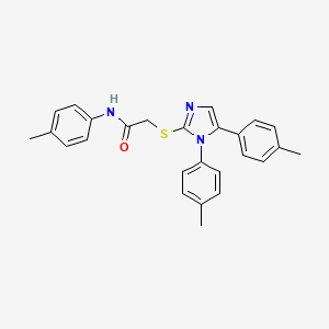 molecular formula C26H25N3OS B2618371 2-((1,5-di-p-tolyl-1H-imidazol-2-yl)thio)-N-(p-tolyl)acetamide CAS No. 1207056-80-1