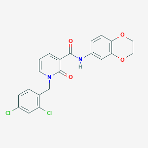 molecular formula C21H16Cl2N2O4 B2618372 1-(2,4-dichlorobenzyl)-N-(2,3-dihydrobenzo[b][1,4]dioxin-6-yl)-2-oxo-1,2-dihydropyridine-3-carboxamide CAS No. 942008-82-4