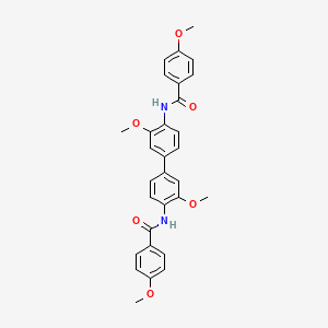molecular formula C30H28N2O6 B2618373 4-methoxy-N-[2-methoxy-4-[3-methoxy-4-[(4-methoxybenzoyl)amino]phenyl]phenyl]benzamide CAS No. 136423-48-8