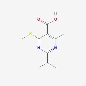 molecular formula C10H14N2O2S B2618374 4-Methyl-6-(methylsulfanyl)-2-(propan-2-yl)pyrimidine-5-carboxylic acid CAS No. 926199-22-6