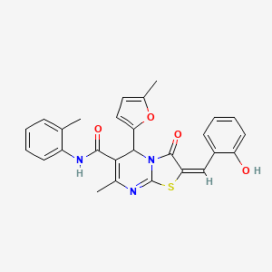 (E)-2-(2-hydroxybenzylidene)-7-methyl-5-(5-methylfuran-2-yl)-3-oxo-N-(o-tolyl)-3,5-dihydro-2H-thiazolo[3,2-a]pyrimidine-6-carboxamide