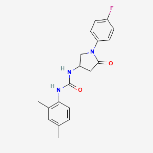 molecular formula C19H20FN3O2 B2618394 1-(2,4-二甲苯基)-3-(1-(4-氟苯基)-5-氧代吡咯烷-3-基)脲 CAS No. 894017-00-6
