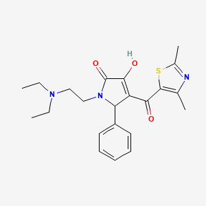 molecular formula C22H27N3O3S B2618401 1-(2-(diethylamino)ethyl)-4-(2,4-dimethylthiazole-5-carbonyl)-3-hydroxy-5-phenyl-1H-pyrrol-2(5H)-one CAS No. 627822-32-6