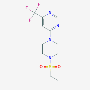 molecular formula C11H15F3N4O2S B2618403 4-(4-(乙基磺酰基)哌嗪-1-基)-6-(三氟甲基)嘧啶 CAS No. 2034343-53-6