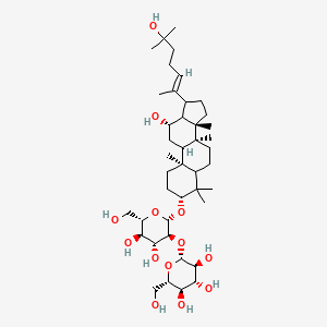 molecular formula C42H72O13 B2618407 (2R,3S,4R,5R,6S)-2-[(2S,3S,4R,5R,6S)-4,5-Dihydroxy-2-[[(3R,8S,10S,12S,14S)-12-hydroxy-17-[(E)-6-hydroxy-6-methylhept-2-en-2-yl]-4,4,8,10,14-pentamethyl-2,3,5,6,7,9,11,12,13,15,16,17-dodecahydro-1H-cyclopenta[a]phenanthren-3-yl]oxy]-6-(hydroxymethyl)oxan-3-yl]oxy-6-(hydroxymethyl)oxane-3,4,5-triol CAS No. 1012886-99-5