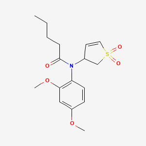 molecular formula C17H23NO5S B2618413 N-(2,4-二甲氧基苯基)-N-(1,1-二氧化-2,3-二氢噻吩-3-基)戊酰胺 CAS No. 863443-37-2