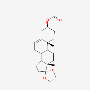 molecular formula C23H34O4 B2618420 (3S,10R,13S)-10,13-Dimethyl-1,2,3,4,7,8,9,10,11,12,13,14,15,16-tetradecahydrospiro[cyclopenta[a]phenanthrene-17,2'-[1,3]dioxolane]-3-yl acetate CAS No. 17921-59-4