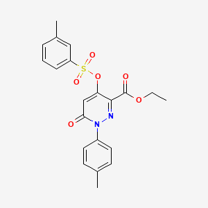 molecular formula C21H20N2O6S B2618424 6-氧代-1-(对甲苯基)-4-((间甲苯磺酰基)氧基)-1,6-二氢哒嗪-3-羧酸乙酯 CAS No. 886950-69-2