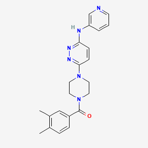 molecular formula C22H24N6O B2618429 (3,4-Dimethylphenyl)(4-(6-(pyridin-3-ylamino)pyridazin-3-yl)piperazin-1-yl)methanone CAS No. 1021115-16-1