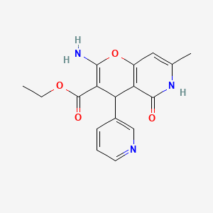 molecular formula C17H17N3O4 B2618442 ethyl 2-amino-7-methyl-5-oxo-4-(pyridin-3-yl)-5,6-dihydro-4H-pyrano[3,2-c]pyridine-3-carboxylate CAS No. 883486-71-3