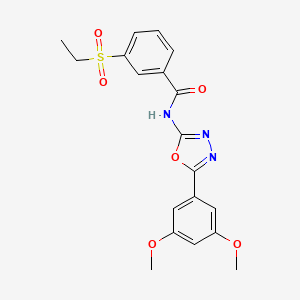 molecular formula C19H19N3O6S B2618444 N-[5-(3,5-dimethoxyphenyl)-1,3,4-oxadiazol-2-yl]-3-ethylsulfonylbenzamide CAS No. 886919-92-2