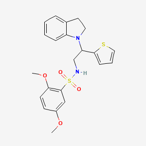 molecular formula C22H24N2O4S2 B2618447 N-(2-(indolin-1-yl)-2-(thiophen-2-yl)ethyl)-2,5-dimethoxybenzenesulfonamide CAS No. 898452-08-9