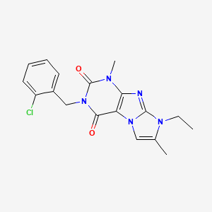 molecular formula C18H18ClN5O2 B2618448 3-(2-chlorobenzyl)-8-ethyl-1,7-dimethyl-1H-imidazo[2,1-f]purine-2,4(3H,8H)-dione CAS No. 896322-66-0