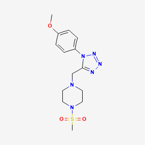 molecular formula C14H20N6O3S B2618455 1-((1-(4-methoxyphenyl)-1H-tetrazol-5-yl)methyl)-4-(methylsulfonyl)piperazine CAS No. 1040651-14-6
