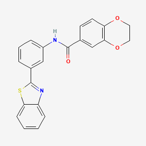 molecular formula C22H16N2O3S B2618457 N-[3-(1,3-benzothiazol-2-yl)phenyl]-2,3-dihydro-1,4-benzodioxine-6-carboxamide CAS No. 332119-08-1