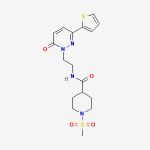 molecular formula C17H22N4O4S2 B2618463 1-(甲基磺酰基)-N-(2-(6-氧代-3-(噻吩-2-基)吡哒嗪-1(6H)-基)乙基)哌啶-4-甲酰胺 CAS No. 1219913-79-7