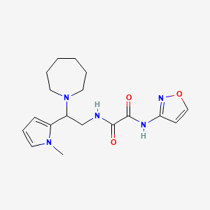 molecular formula C18H25N5O3 B2618469 N1-(2-(azepan-1-yl)-2-(1-methyl-1H-pyrrol-2-yl)ethyl)-N2-(isoxazol-3-yl)oxalamide CAS No. 1049478-91-2