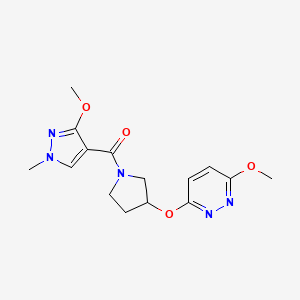 molecular formula C15H19N5O4 B2618477 (3-甲氧基-1-甲基-1H-吡唑-4-基)(3-((6-甲氧基哒嗪-3-基)氧基)吡咯烷-1-基)甲苯酮 CAS No. 2034482-87-4