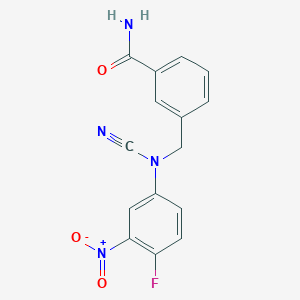 molecular formula C15H11FN4O3 B2618481 3-[(N-Cyano-4-fluoro-3-nitroanilino)methyl]benzamide CAS No. 1436360-98-3