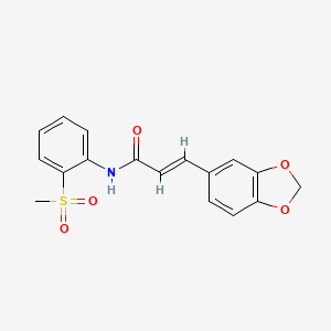 (E)-3-(benzo[d][1,3]dioxol-5-yl)-N-(2-(methylsulfonyl)phenyl)acrylamide