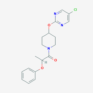 molecular formula C18H20ClN3O3 B2618488 1-[4-(5-Chloropyrimidin-2-yl)oxypiperidin-1-yl]-2-phenoxypropan-1-one CAS No. 2380083-36-1