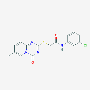 molecular formula C16H13ClN4O2S B2618489 N-(3-chlorophenyl)-2-({7-methyl-4-oxo-4H-pyrido[1,2-a][1,3,5]triazin-2-yl}sulfanyl)acetamide CAS No. 896325-85-2