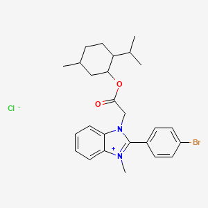 molecular formula C26H32BrClN2O2 B2618490 2-(4-bromophenyl)-3-methyl-1-(2-{[5-methyl-2-(propan-2-yl)cyclohexyl]oxy}-2-oxoethyl)-1H-1,3-benzodiazol-3-ium chloride CAS No. 464877-60-9