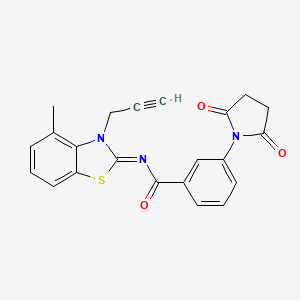 3-(2,5-dioxopyrrolidin-1-yl)-N-(4-methyl-3-prop-2-ynyl-1,3-benzothiazol-2-ylidene)benzamide