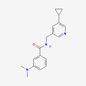 molecular formula C18H21N3O B2618502 N-((5-cyclopropylpyridin-3-yl)methyl)-3-(dimethylamino)benzamide CAS No. 2034232-80-7