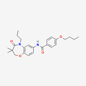 molecular formula C25H32N2O4 B2618504 4-butoxy-N-(3,3-dimethyl-4-oxo-5-propyl-2,3,4,5-tetrahydrobenzo[b][1,4]oxazepin-7-yl)benzamide CAS No. 921563-20-4