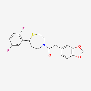 molecular formula C20H19F2NO3S B2618506 2-(苯并[d][1,3]二氧杂环-5-基)-1-(7-(2,5-二氟苯基)-1,4-噻氮杂环-4-基)乙酮 CAS No. 1706092-07-0
