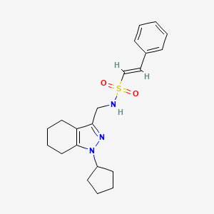 molecular formula C21H27N3O2S B2618509 (E)-N-((1-cyclopentyl-4,5,6,7-tetrahydro-1H-indazol-3-yl)methyl)-2-phenylethenesulfonamide CAS No. 1448139-11-4