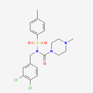 molecular formula C20H23Cl2N3O3S B2618515 N-(3,4-dichlorobenzyl)-4-methyl-N-tosylpiperazine-1-carboxamide CAS No. 899745-00-7