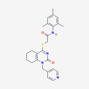 molecular formula C25H28N4O2S B2618516 N-mesityl-2-((2-oxo-1-(pyridin-4-ylmethyl)-1,2,5,6,7,8-hexahydroquinazolin-4-yl)thio)acetamide CAS No. 899986-89-1