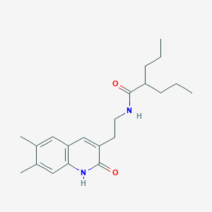 N-[2-(6,7-dimethyl-2-oxo-1H-quinolin-3-yl)ethyl]-2-propylpentanamide
