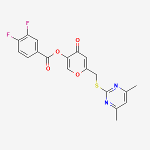 molecular formula C19H14F2N2O4S B2618537 [6-[(4,6-二甲基嘧啶-2-基)硫烷基甲基]-4-氧代吡喃-3-基] 3,4-二氟苯甲酸酯 CAS No. 877636-11-8
