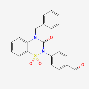 molecular formula C22H18N2O4S B2618546 2-(4-acetylphenyl)-4-benzyl-2H-1,2,4-benzothiadiazin-3(4H)-one 1,1-dioxide CAS No. 895640-93-4
