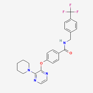 molecular formula C24H23F3N4O2 B2618548 4-((3-(哌啶-1-基)吡嗪-2-基)氧基)-N-(4-(三氟甲基)苄基)苯甲酰胺 CAS No. 1115876-69-1