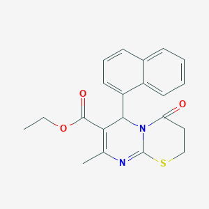 molecular formula C21H20N2O3S B2618556 ethyl 8-methyl-6-(1-naphthyl)-4-oxo-3,4-dihydro-2H,6H-pyrimido[2,1-b][1,3]thiazine-7-carboxylate CAS No. 691868-90-3