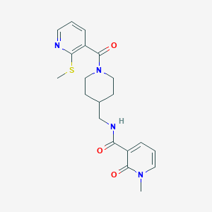 molecular formula C20H24N4O3S B2618557 1-methyl-N-((1-(2-(methylthio)nicotinoyl)piperidin-4-yl)methyl)-2-oxo-1,2-dihydropyridine-3-carboxamide CAS No. 1235321-74-0
