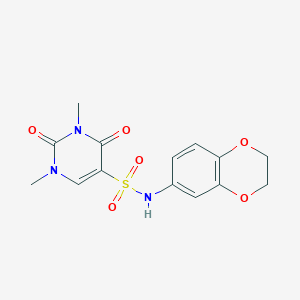 molecular formula C14H15N3O6S B2618566 N-(2,3-dihydro-1,4-benzodioxin-6-yl)-1,3-dimethyl-2,4-dioxopyrimidine-5-sulfonamide CAS No. 874806-41-4