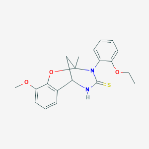 molecular formula C20H22N2O3S B2618578 3-(2-ethoxyphenyl)-10-methoxy-2-methyl-5,6-dihydro-2H-2,6-methanobenzo[g][1,3,5]oxadiazocine-4(3H)-thione CAS No. 946216-25-7