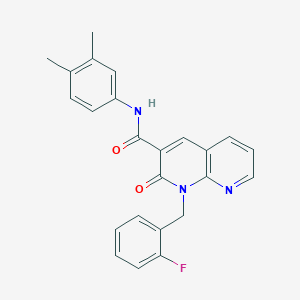 molecular formula C24H20FN3O2 B2618587 N-(3,4-dimethylphenyl)-1-(2-fluorobenzyl)-2-oxo-1,2-dihydro-1,8-naphthyridine-3-carboxamide CAS No. 1005307-07-2